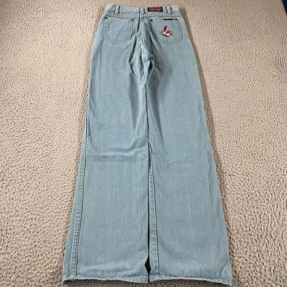 Vintage 70s Brittania High Rise Jeans Size 14 Slim Butterfly Embroidered Pocket - Picture 16 of 16